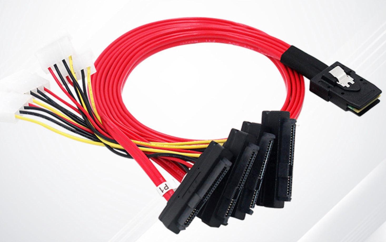 Internal Mini SAS 36-Pin SFF-8087 to 4 x SAS 29-Pin SFF-8482 Cable With 4Pin Power Breakout Cable