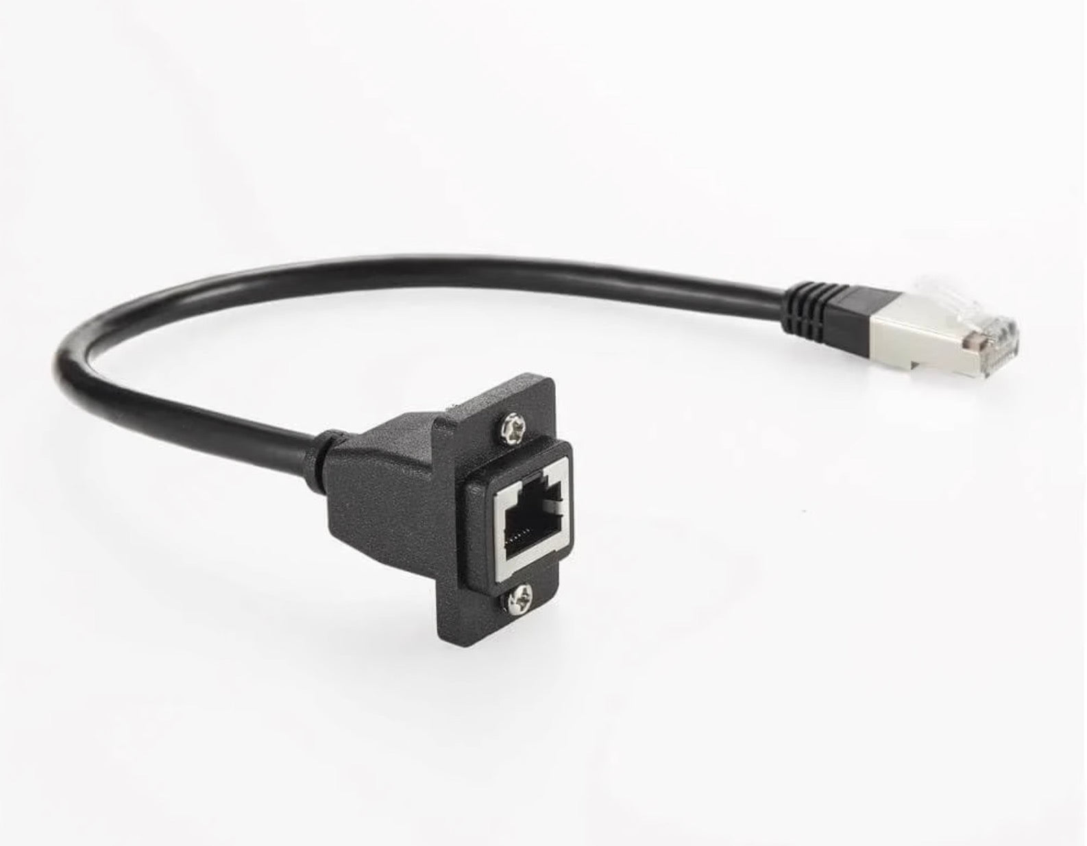 RJ45 Cat5e Ethernet Screw Panel Mount Cable, 8P8C LAN Male to Female | XLR Flange Chassis Feedthru Cord