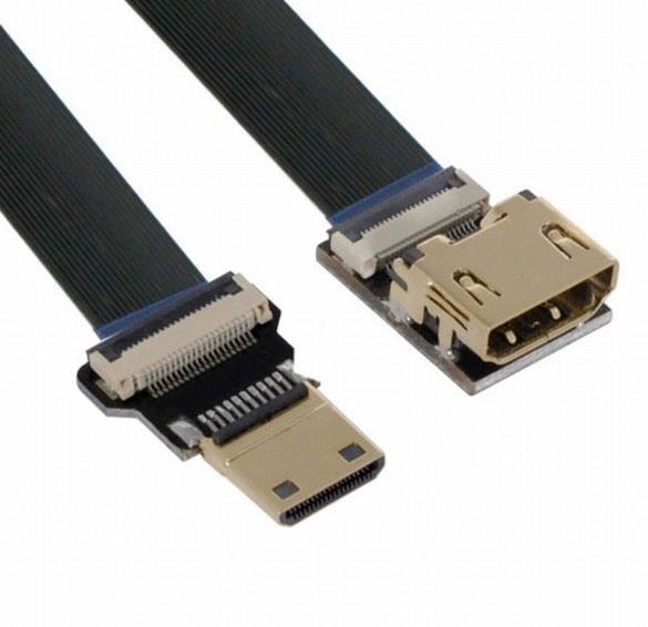 Mini HDMI Male to HDMI Female Flat FPV Video Extension Cable 0.5m