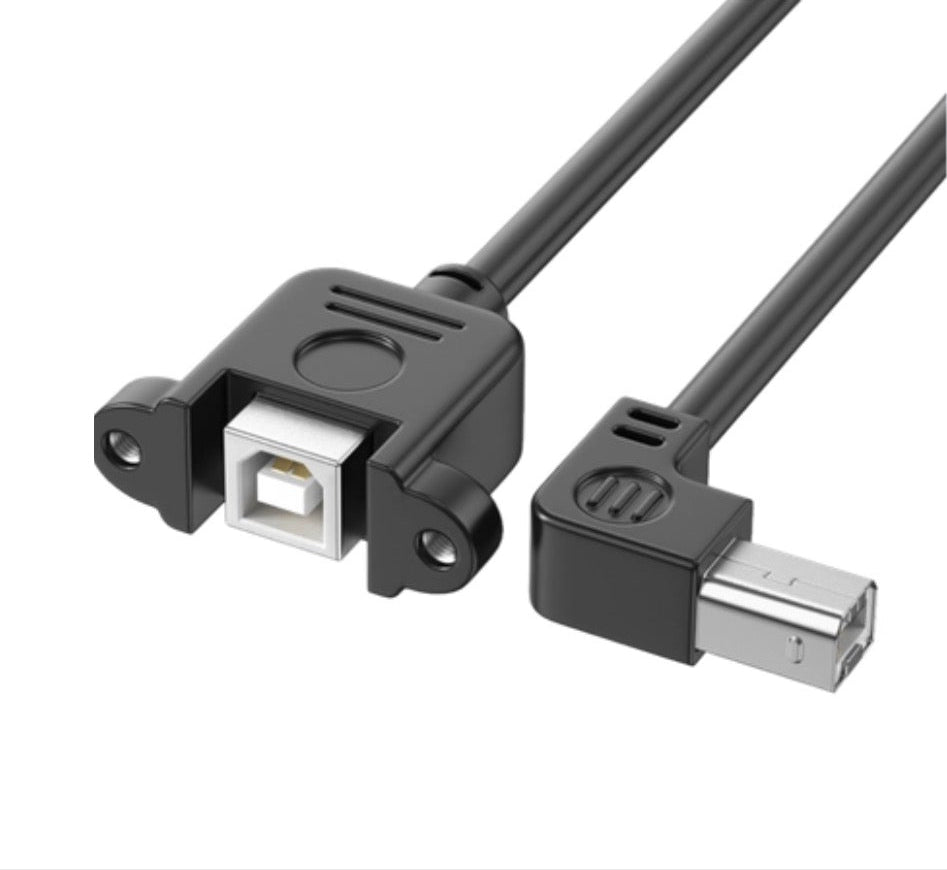 Printer Extension Cable, USB 2.0 Type B Male to Female Panel Mount Cable | Right Angle
