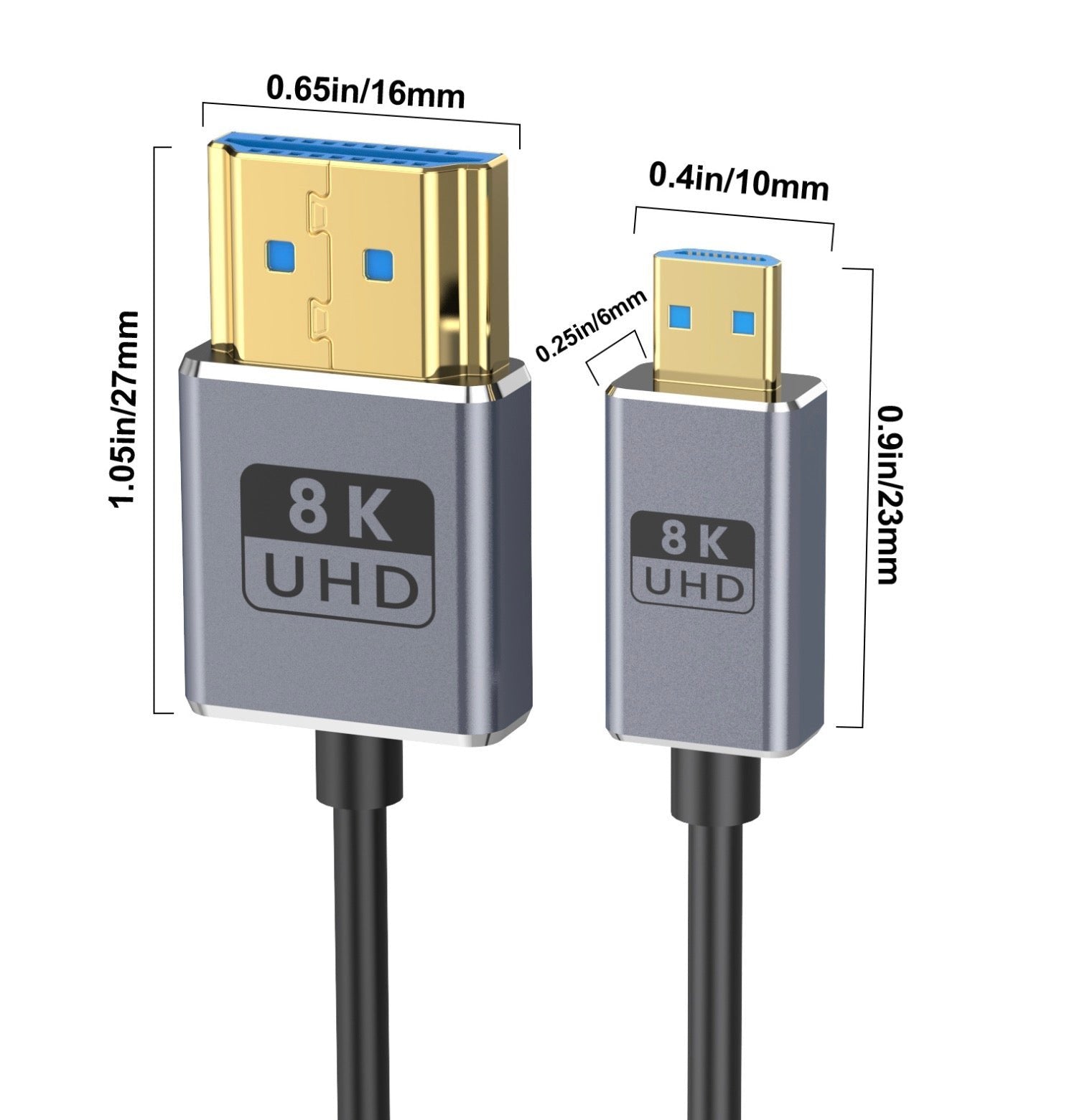 8K Micro HDMI to HDMI 2.1 Coaxial Cable, Ultra High Speed Extreme Slim Audio Video Cable | 8K@60Hz