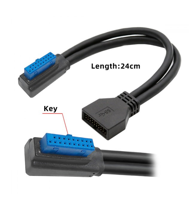 USB 3.0 20Pin 19Pin Male Low Profile to Female Motherboard Extension Cable 5Gbps
