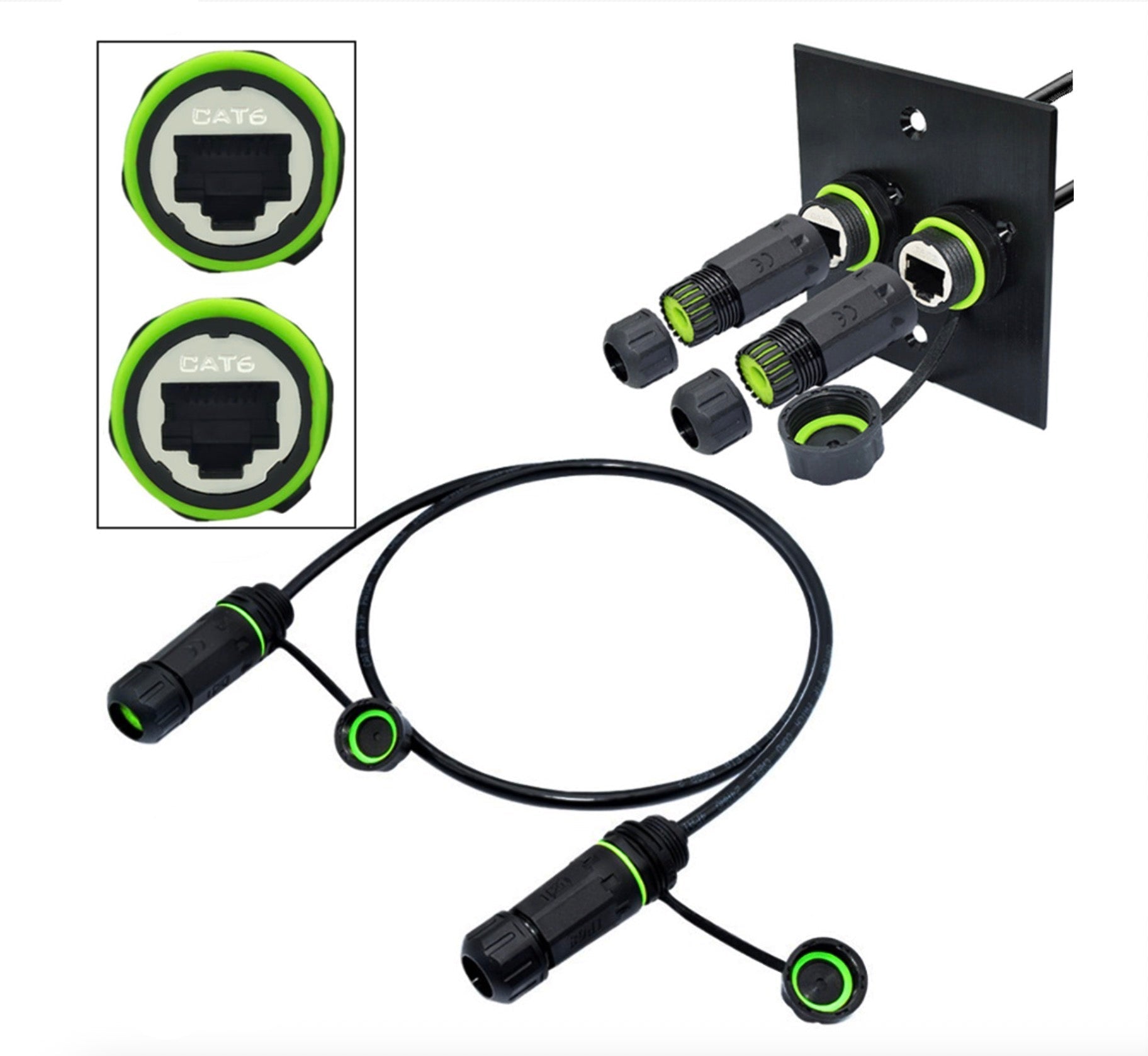 Cat 6 Network Cable, M20 RJ45 Female to Female Waterproof Connector | IP68 8P8C Shield Ethernet Coupler