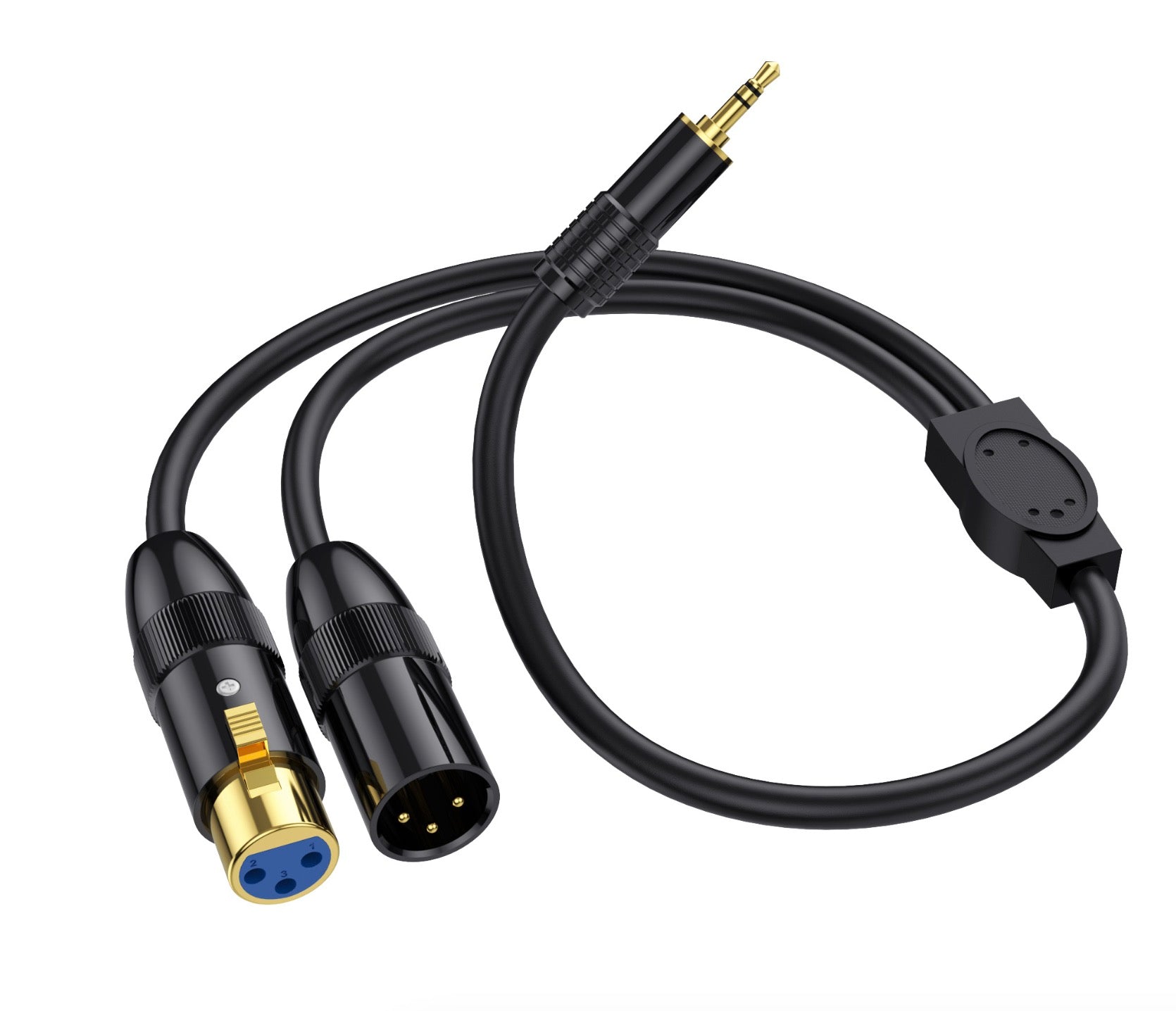 XLR to 3.5mm Y Splitter | TRS Stereo Male to XLR Male+ Female Interconnect Audio Microphone Cable