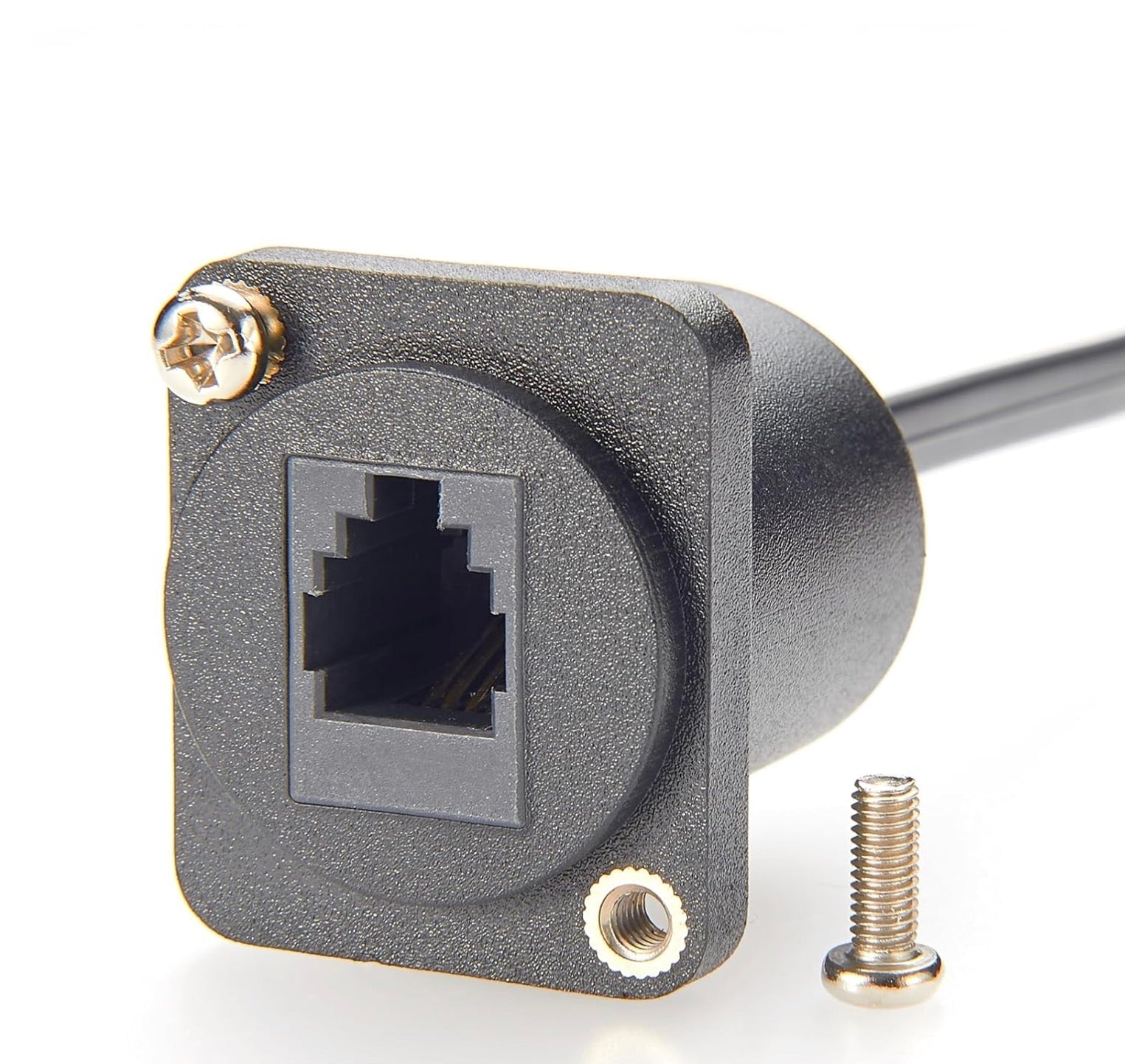 RJ11/RJ9 4P4C Panel Mount Feed-Through Extension Cable, CAT3 RJ9 Female to Male Telephone Line Through Jack