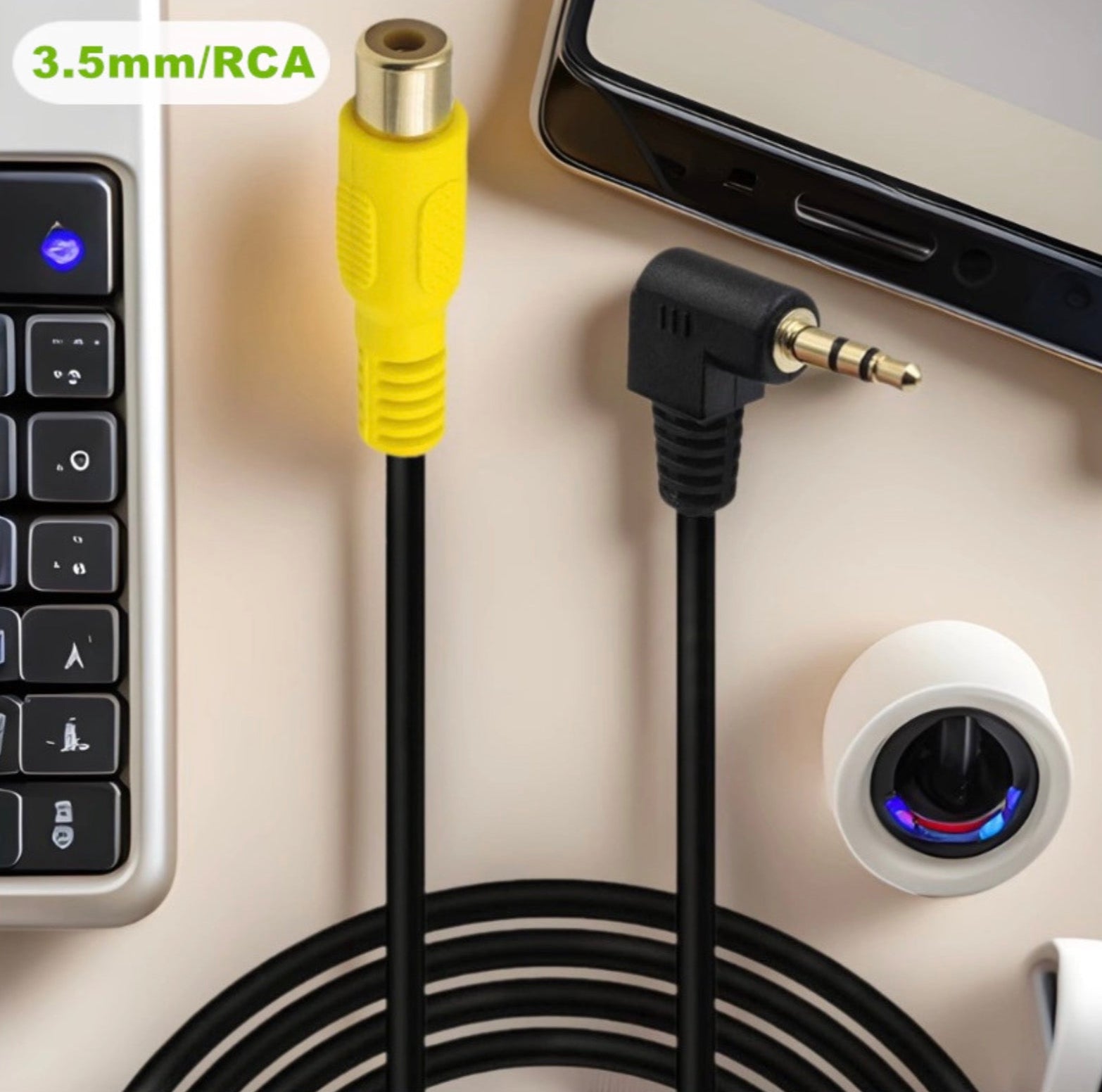 RCA Cable, 3.5mm 1/8" TRS Stereo Male to Phono Female Audio Video Connector