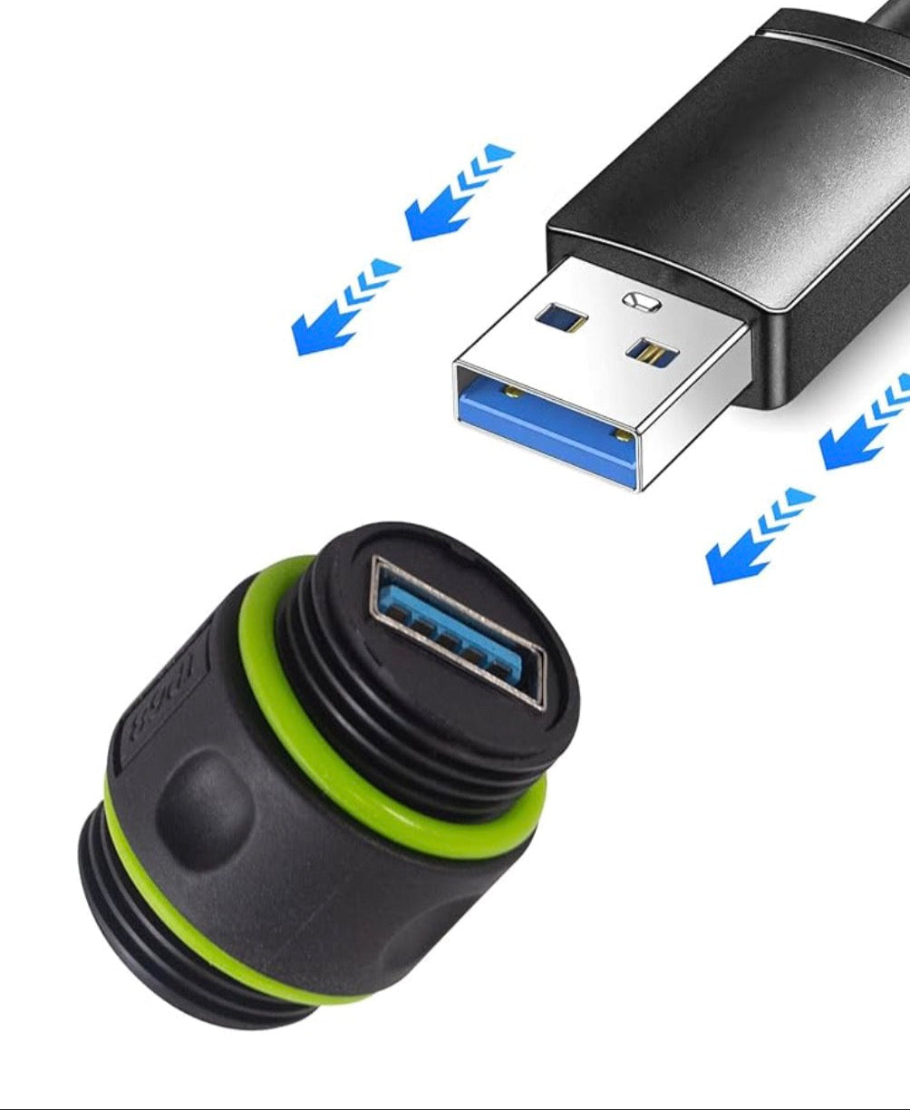 USB Waterproof Adapter, IP68 Pass Through USB 3.0 Connector, USB Female to Female Bulkhead Extension Socket