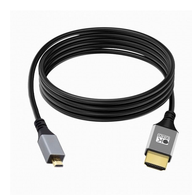 Micro HDMI to HDMI 2.0 Braided Video Monitor Cable 4K 60Hz