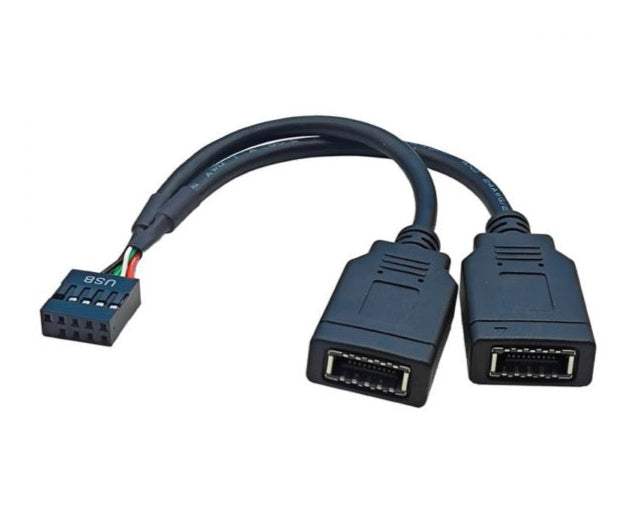 Type E Dual Female Port to USB 2.0 9 Pin Mainboard Header Female Extension Cable