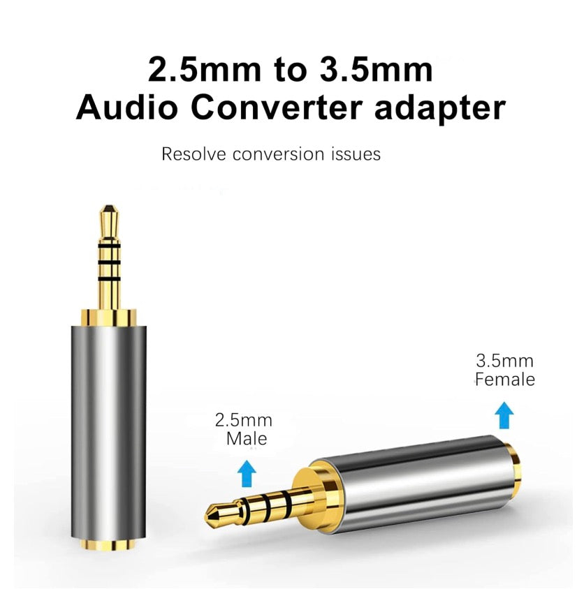 2.5mm Male to 3.5mm Female Headphone Stereo Audio Adapter | 2.5mm Balanced 4 Ring Converter