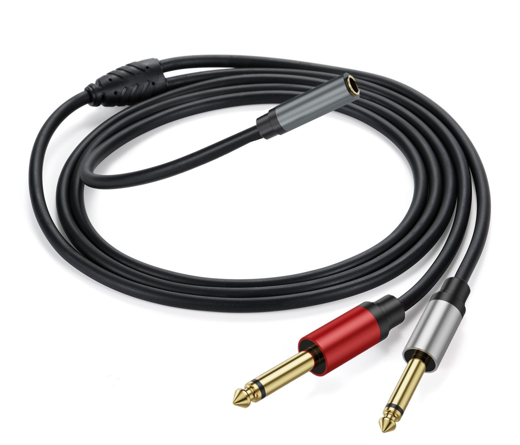 3.5mm TRS to Dual 6.35mm TS Stereo Y Splitter Cable, 1/8 Mini Jack Female to Dual 1/4 inch Male Mono Converter