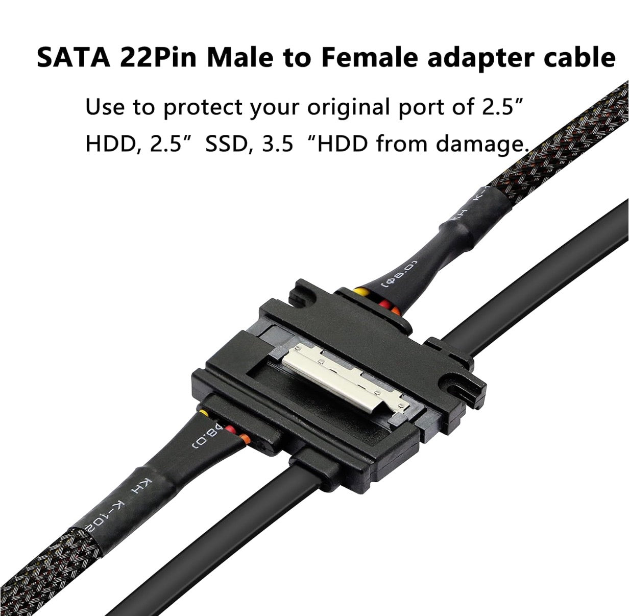 7+15 Sata Male to 22Pin Sata Female Data Power Extension Cable for HDD,SSD,Optical Drives, DVD Burners, PCI Cards