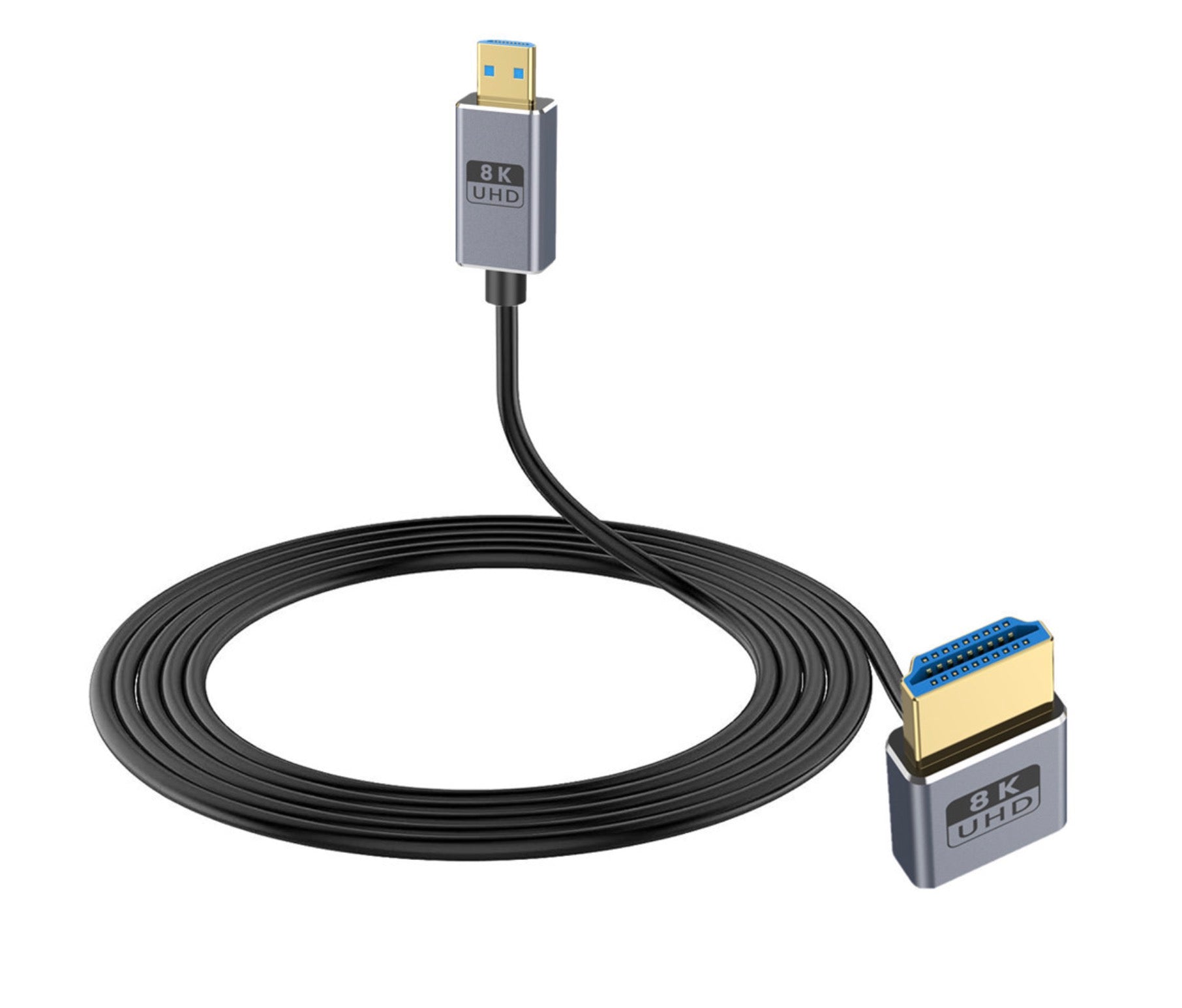 Micro HDMI to HDMI 2.1 Extreme Slim Coaxial Cable, Ultra High Speed OD2.5mm Audio Video Cable | Down Angle