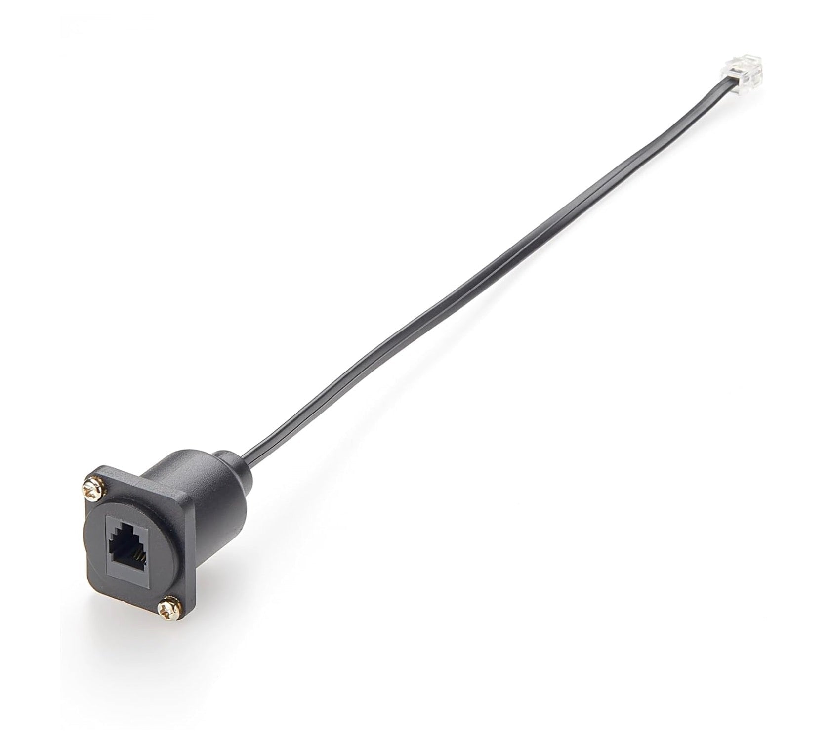 RJ11/RJ9 4P4C Panel Mount Feed-Through Extension Cable, CAT3 RJ9 Female to Male Telephone Line Through Jack