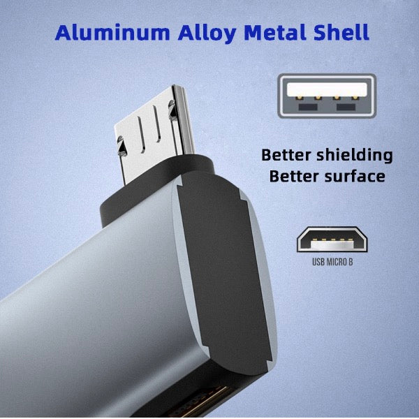 Micro 5Pin Male to USB 2.0 A Female with Micro Female Power OTG Adapter - Left Angle