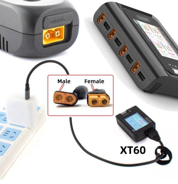 XT60 Male SC100 Protocol to DC 7.9x5.4mm Female Fast Charging Adapter