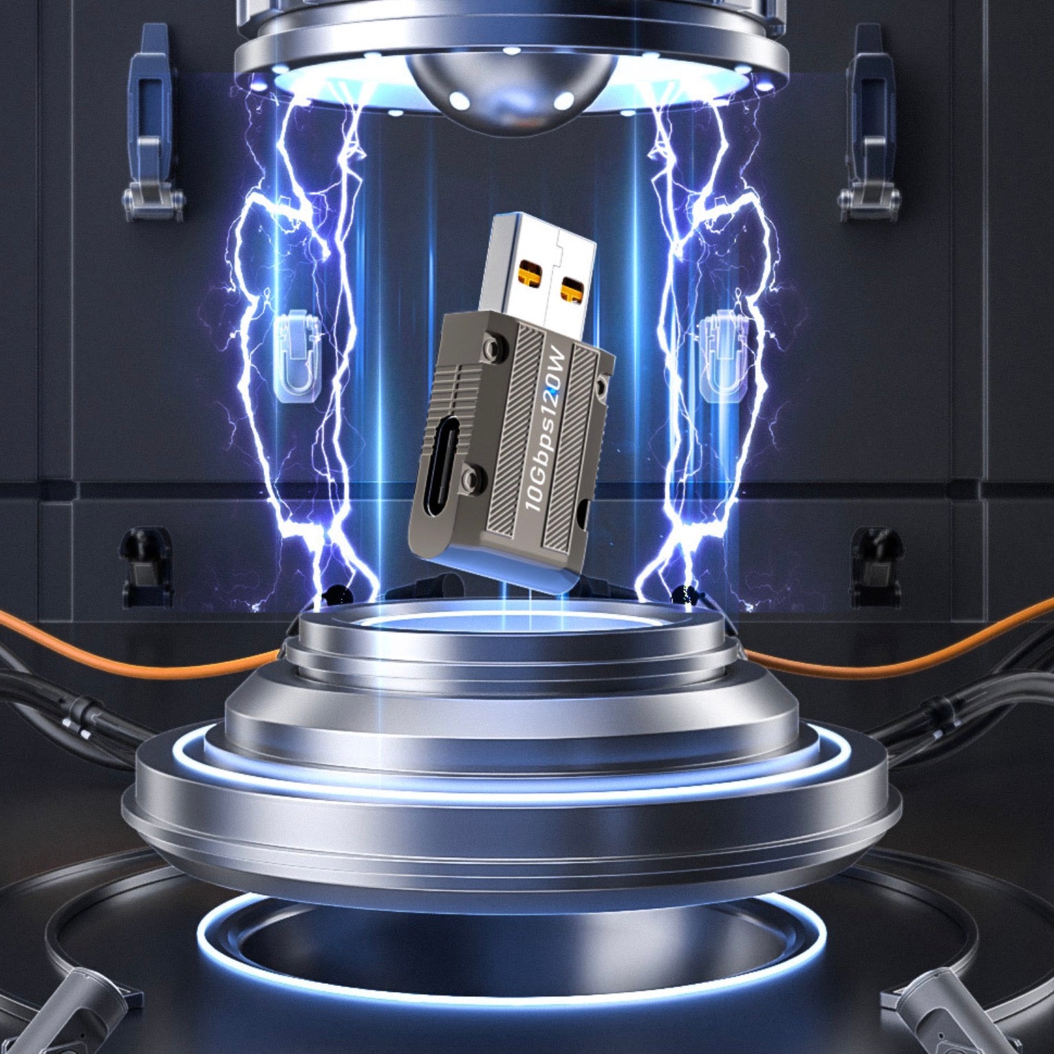 USB 3.0 A Male to USB C Female Data Power Slim Adapter 10Gbps 120W