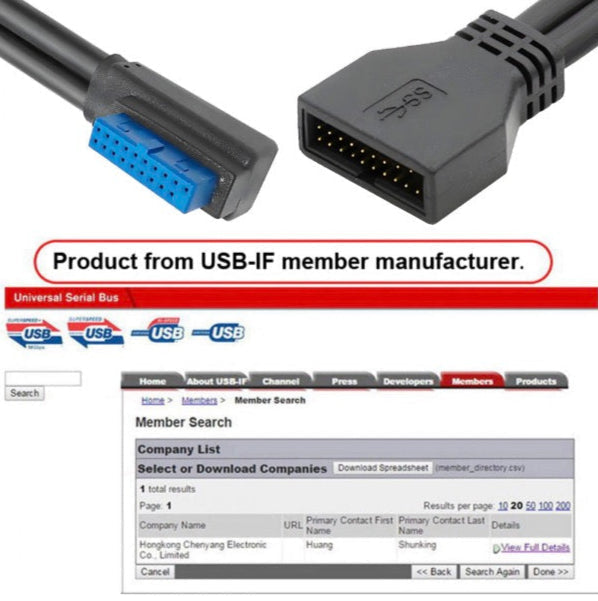 20Pin 19Pin Header Male Low Profile to Female Motherboard Extension Cable 5Gbps