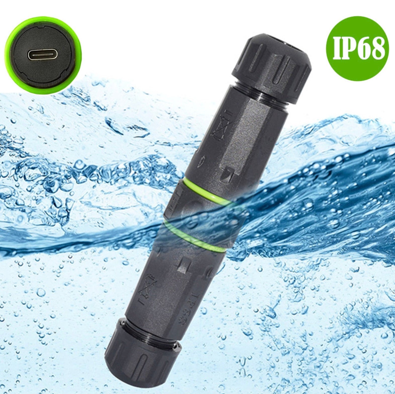 USB C Waterproof Connector, Type C Panel Mount Adapter Coupler | Bulkhead Outdoor Charging Socket