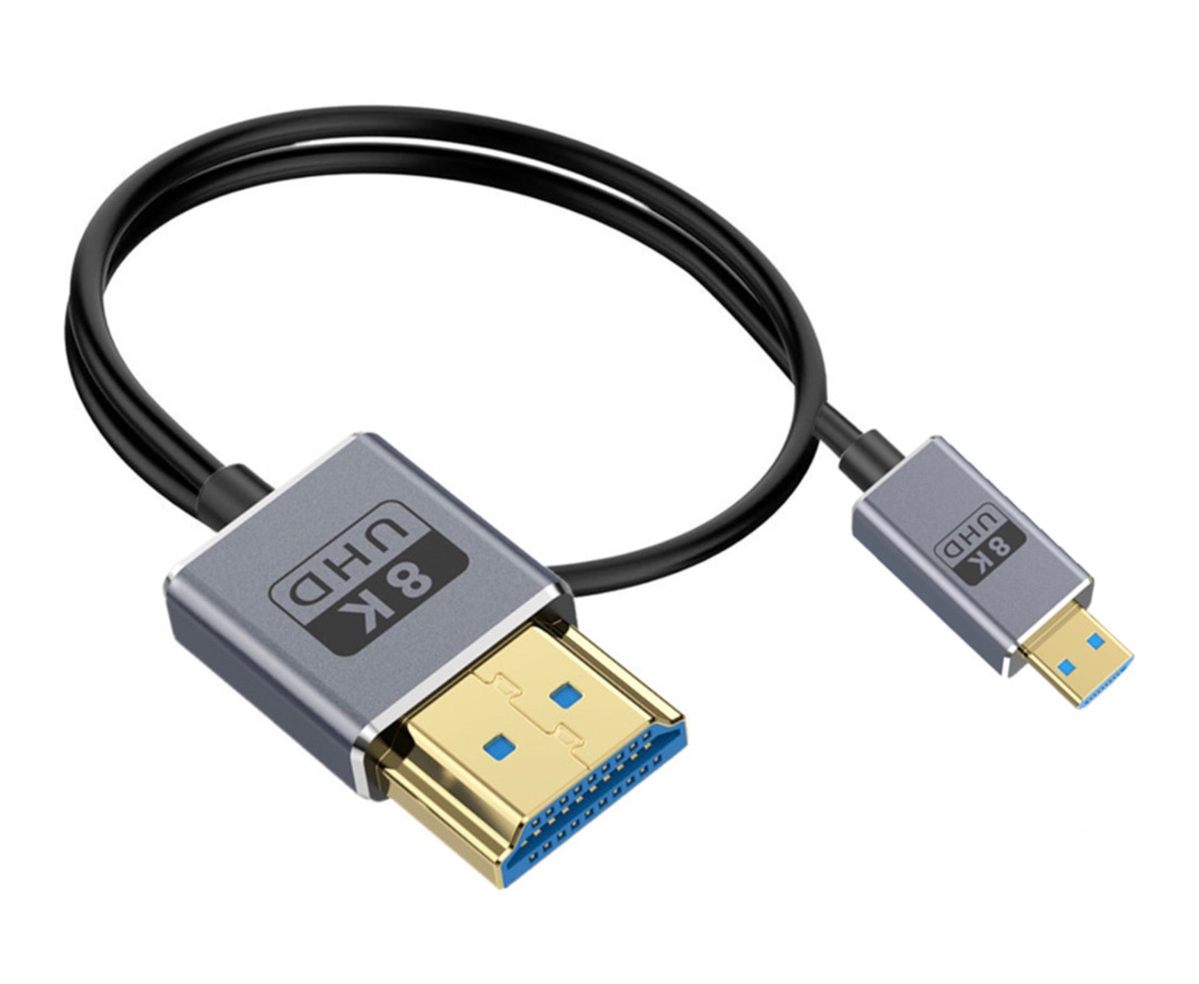 8K Micro HDMI to HDMI 2.1 Coaxial Cable, Ultra High Speed Extreme Slim Audio Video Cable | 8K@60Hz