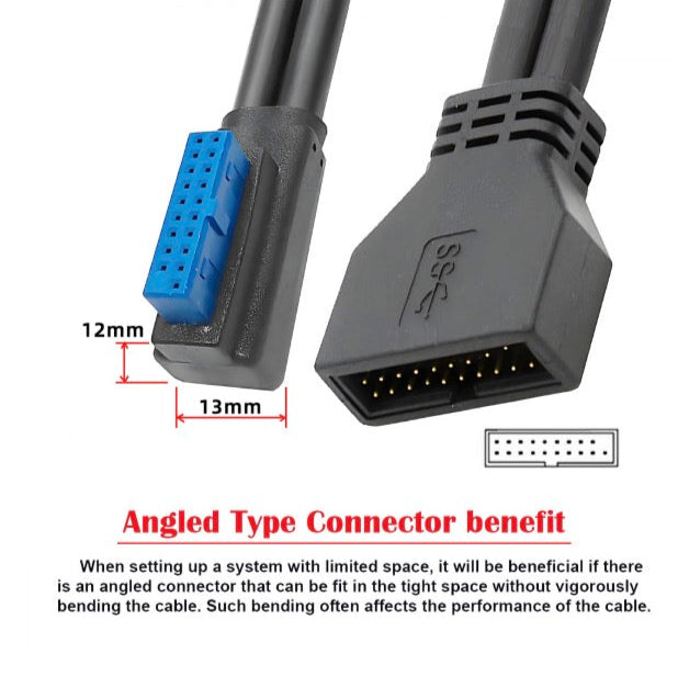 20Pin 19Pin Header Male Low Profile to Female Motherboard Extension Cable 5Gbps