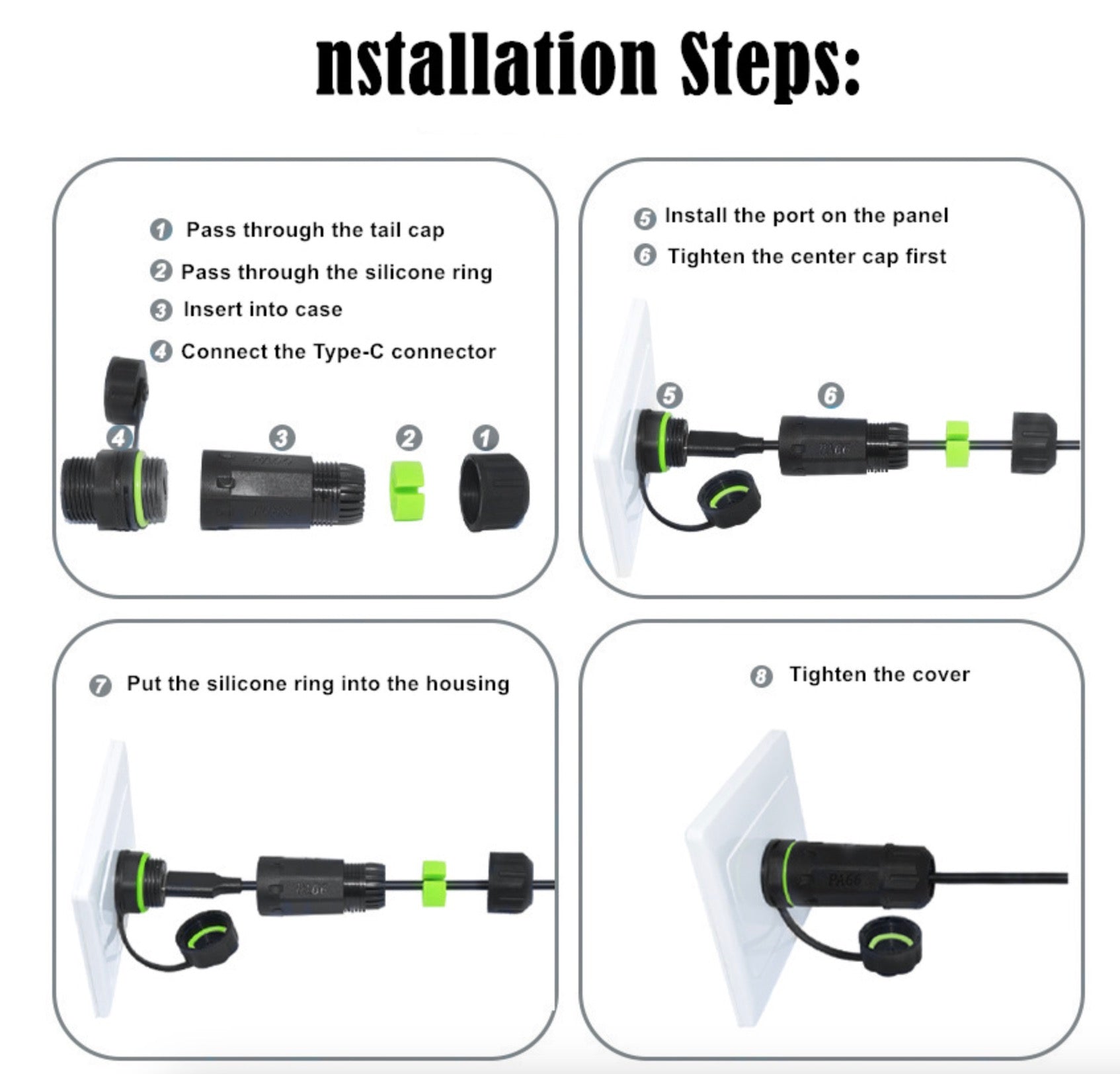 Waterproof USB C Adapter, USB C Female to Female Connector Coupler | Pass Through Type C Bulkhead Connector