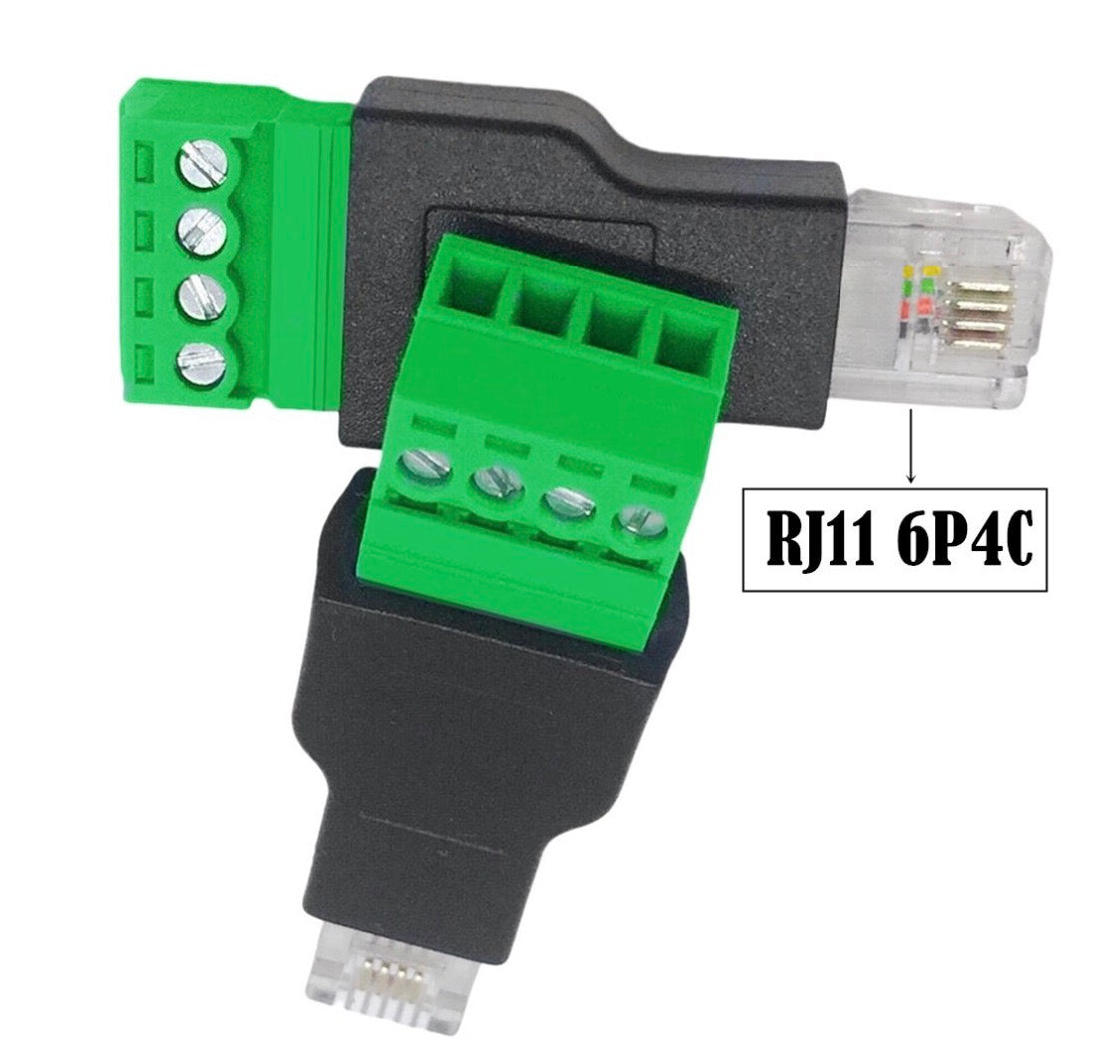 RJ11 6P4C Male to 4 Pin Screw Terminal Block Connector, Standard Wiring Modem Adapter