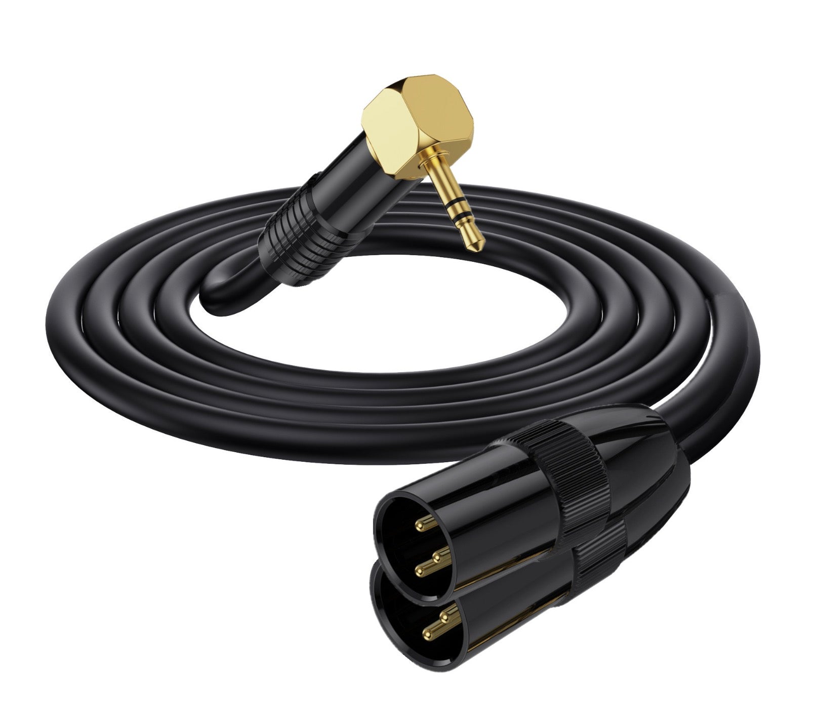 3.5mm to 2 XLR Y Splitter, TRS Angled Male to Dual XLR Male Interconnect Audio Microphone Cable