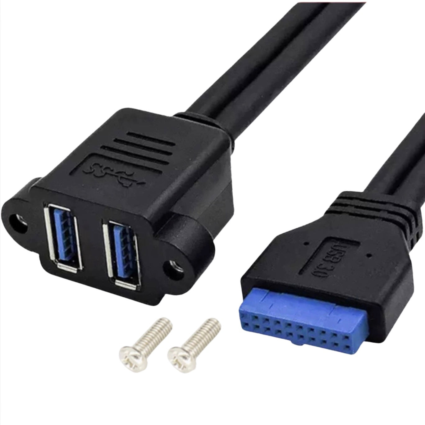 Motherboard 20 Pin to 2 x USB 3.0 A Female Panel Mount Extension Cable