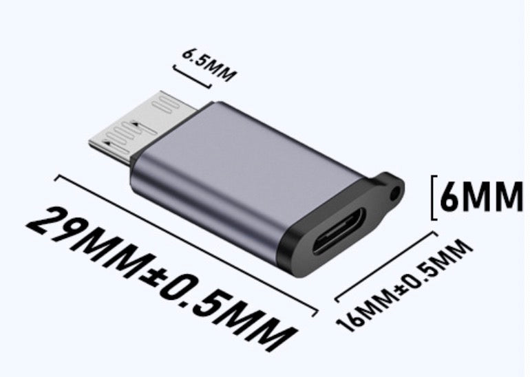 Micro B USB 3.0 Male to USB C Female Data Charging Extension Adapter