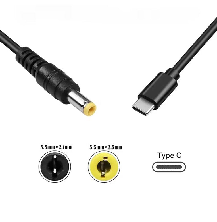 USB C to DC 5.5 x 2.5mm Power Charging Cable, Type C Female input to DC 5525 Output for LED Lamp