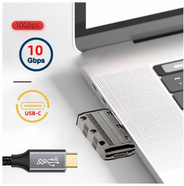 USB 3.0 A Male to USB C Female Data Power Adapter 10Gbps 120W Right Angle