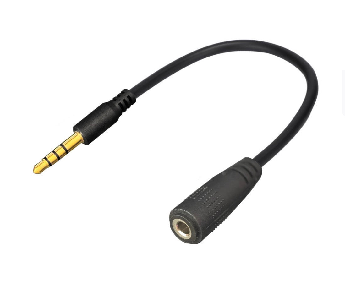 3.5mm 4 Pole Jack Audio Cable, 17mm Male to 14mm Female tip Aux Extension Connector