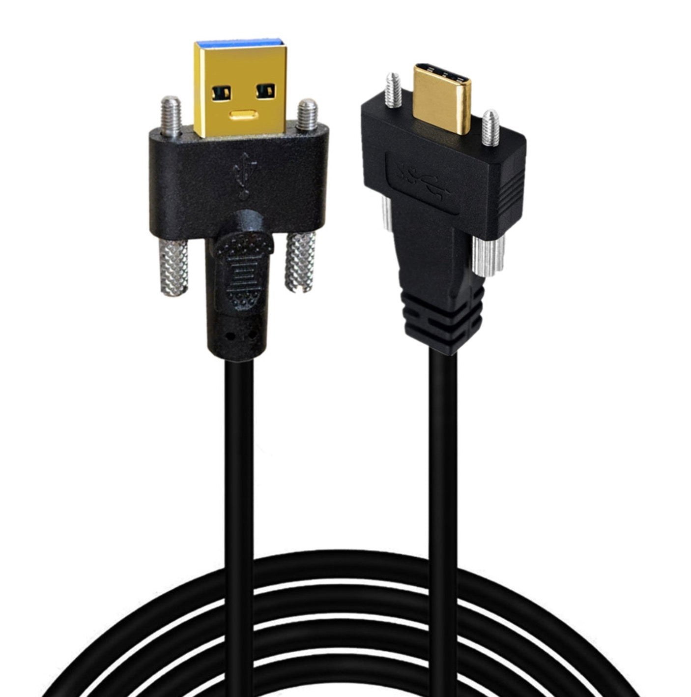 USB 3.1 Locking Screw Panel Mount Cable, USB C to USB 3.0 Type A Dual Screws Data Charging Cord