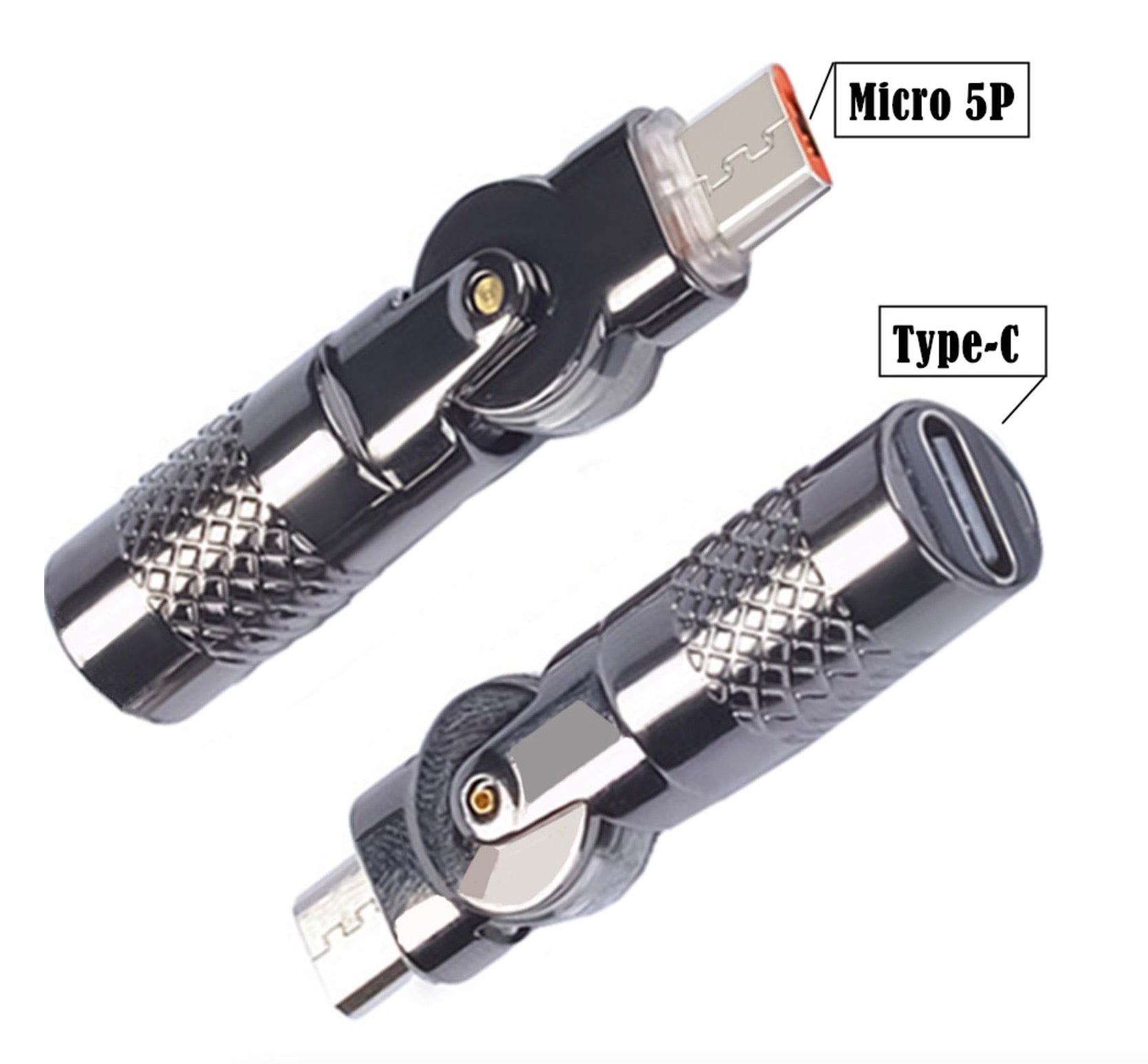 USB C to Micro USB Adapter, Type C Female to Micro 5Pin Male Rotation Converter