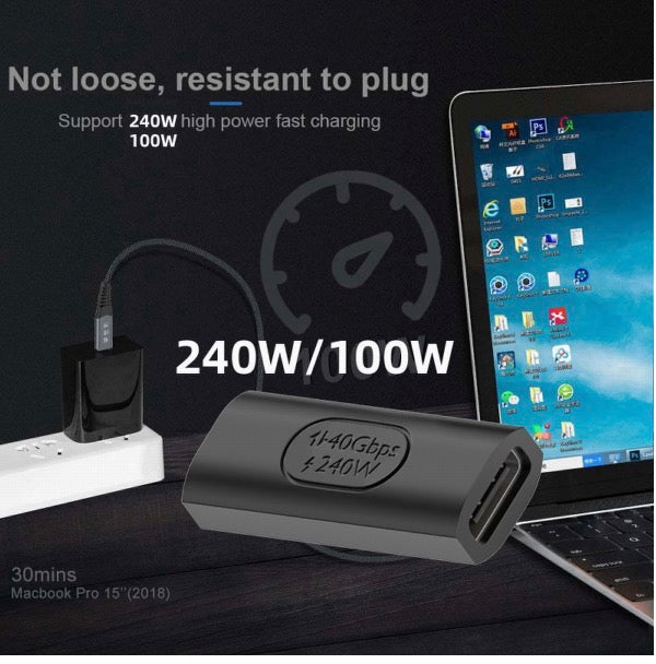 USB C 4.0 Female to USB C 4.0 Female Extension Adapter 240W 40Gbps USB4