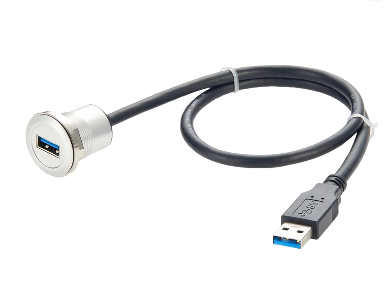 USB 3.0 Male to Female Extension Cable, Aluminium Car Mount Flush Dash Cord | USB A Feed Through Coupler Extender