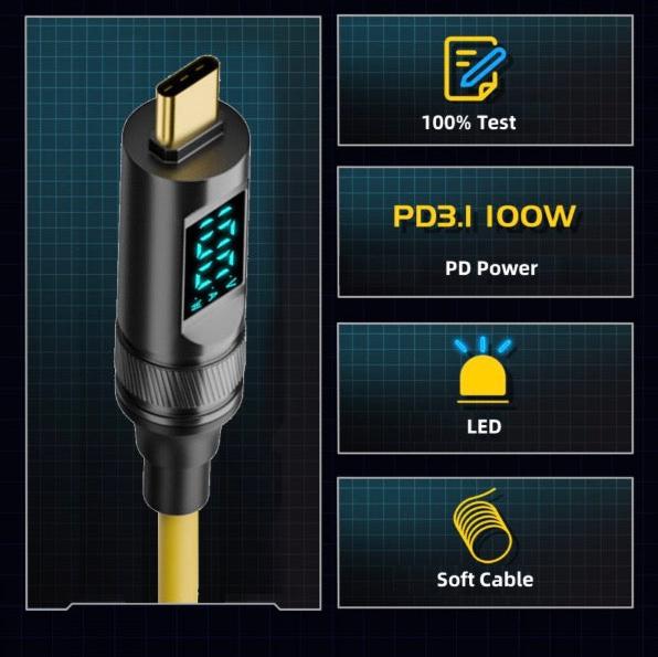 USB C 100W PD Coiled Cable, Male to Male OTG Data Charging Connector | 8K@60Hz 20Gbps