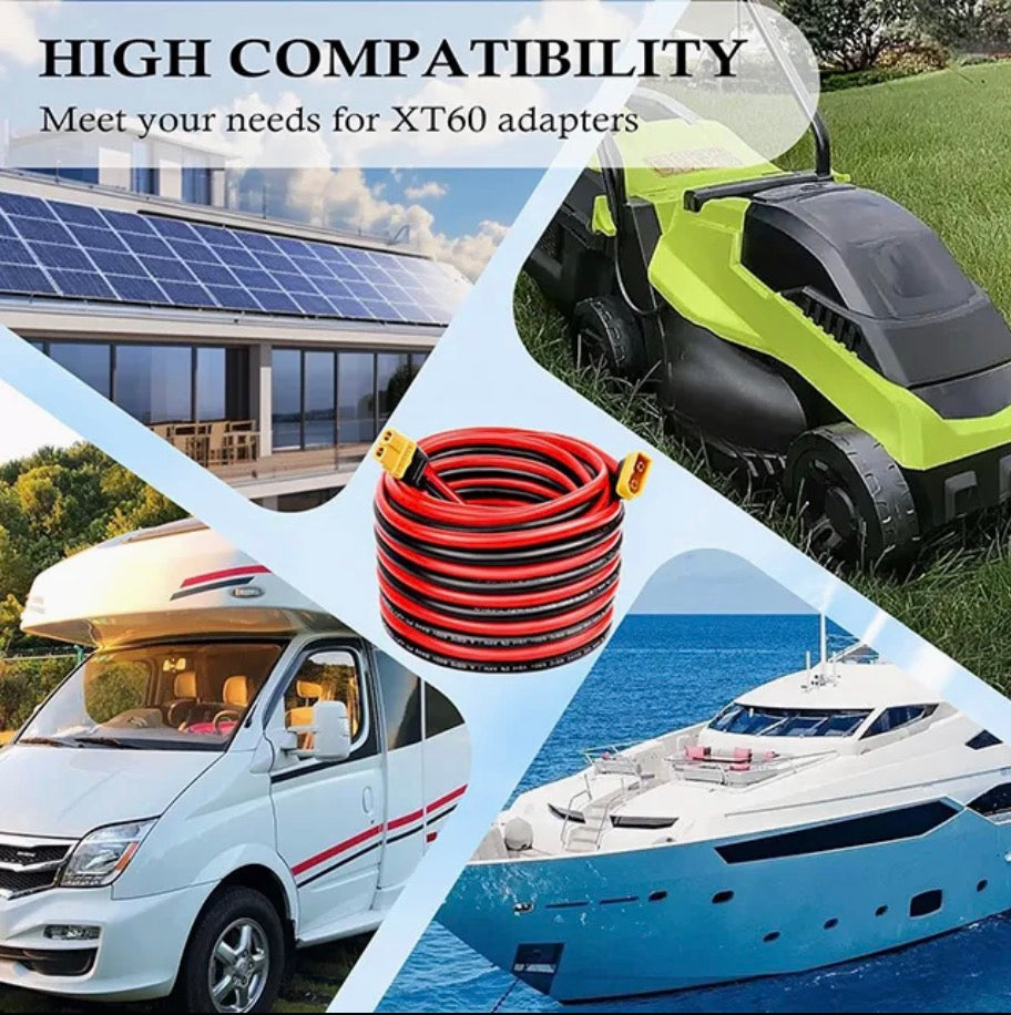 XT60 Extension Cable, XT60 Male to Female Connector for RC Battery, Drone, Electric Heating, Solar Panel