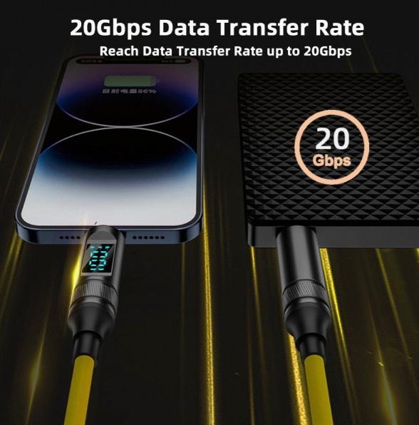 USB C 100W PD Coiled Cable, Male to Male OTG Data Charging Connector | 8K@60Hz 20Gbps