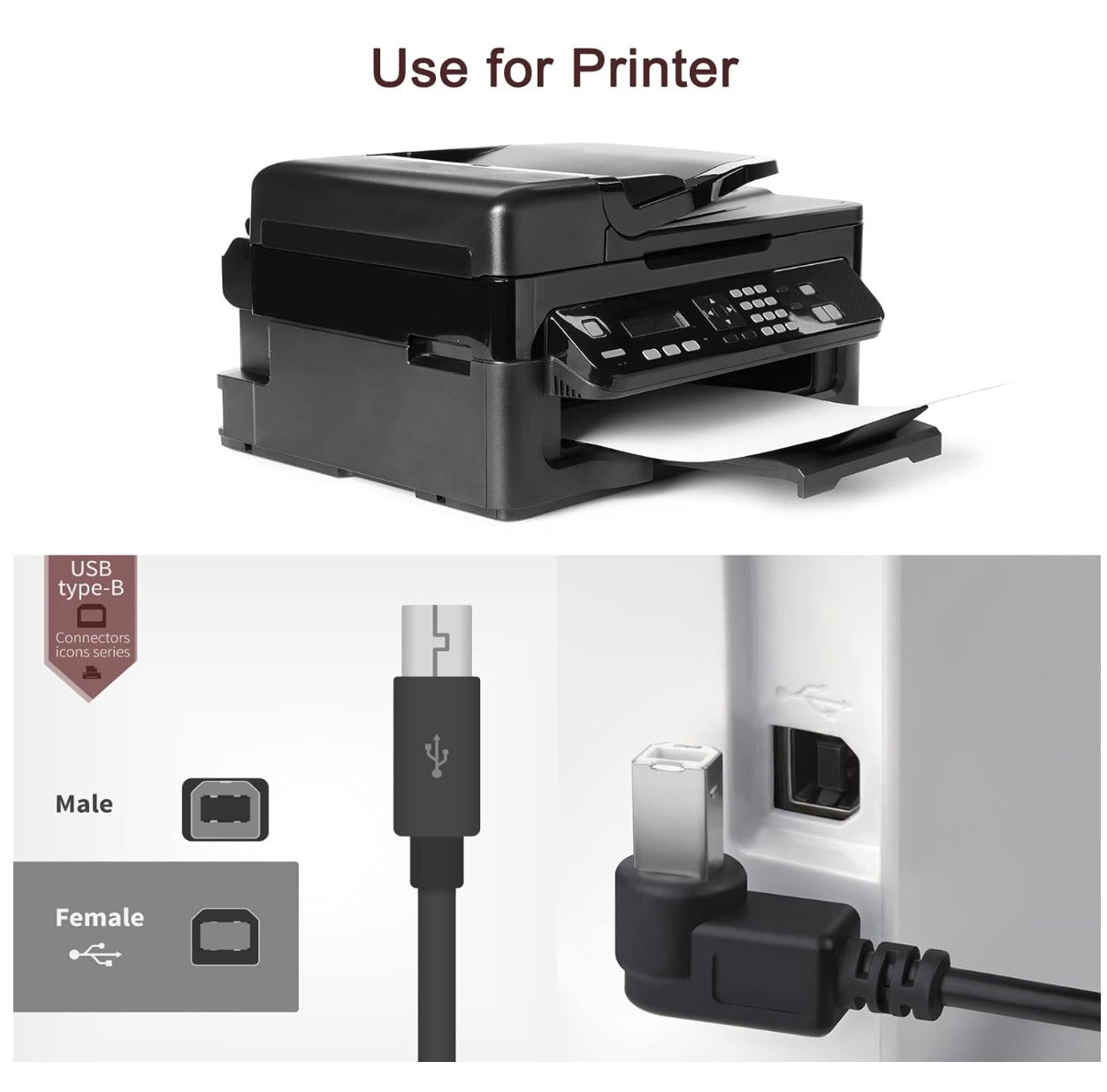 USB C to USB 2.0 B MIDI Adapter,Type C Printer Connector for Printers,Midi Keyboard,Electronic Music Instrument