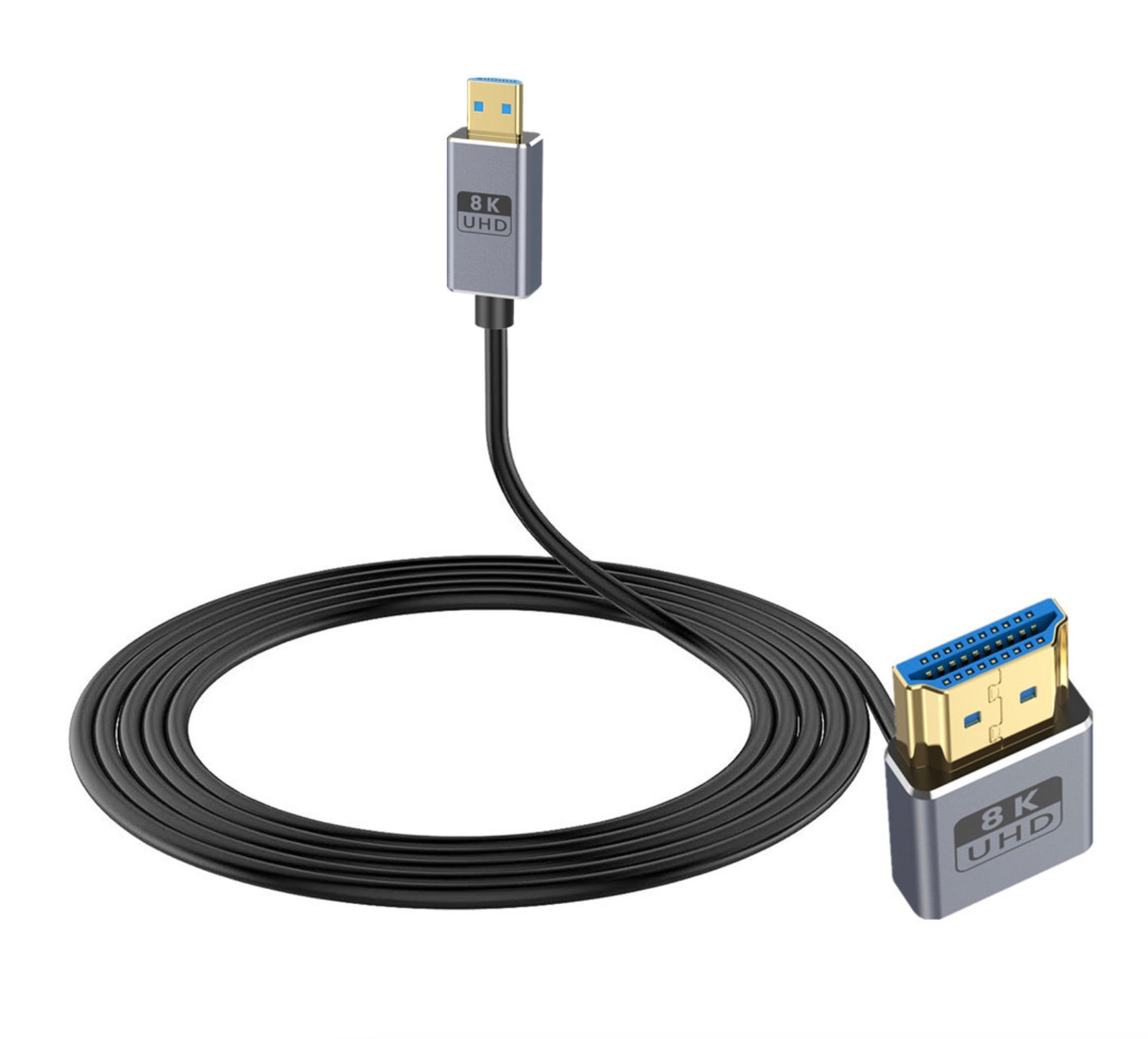 Micro HDMI to HDMI 2.1 Extreme Slim Coaxial Cable, Ultra High Speed OD2.5mm Audio Video Cable | Up Angle