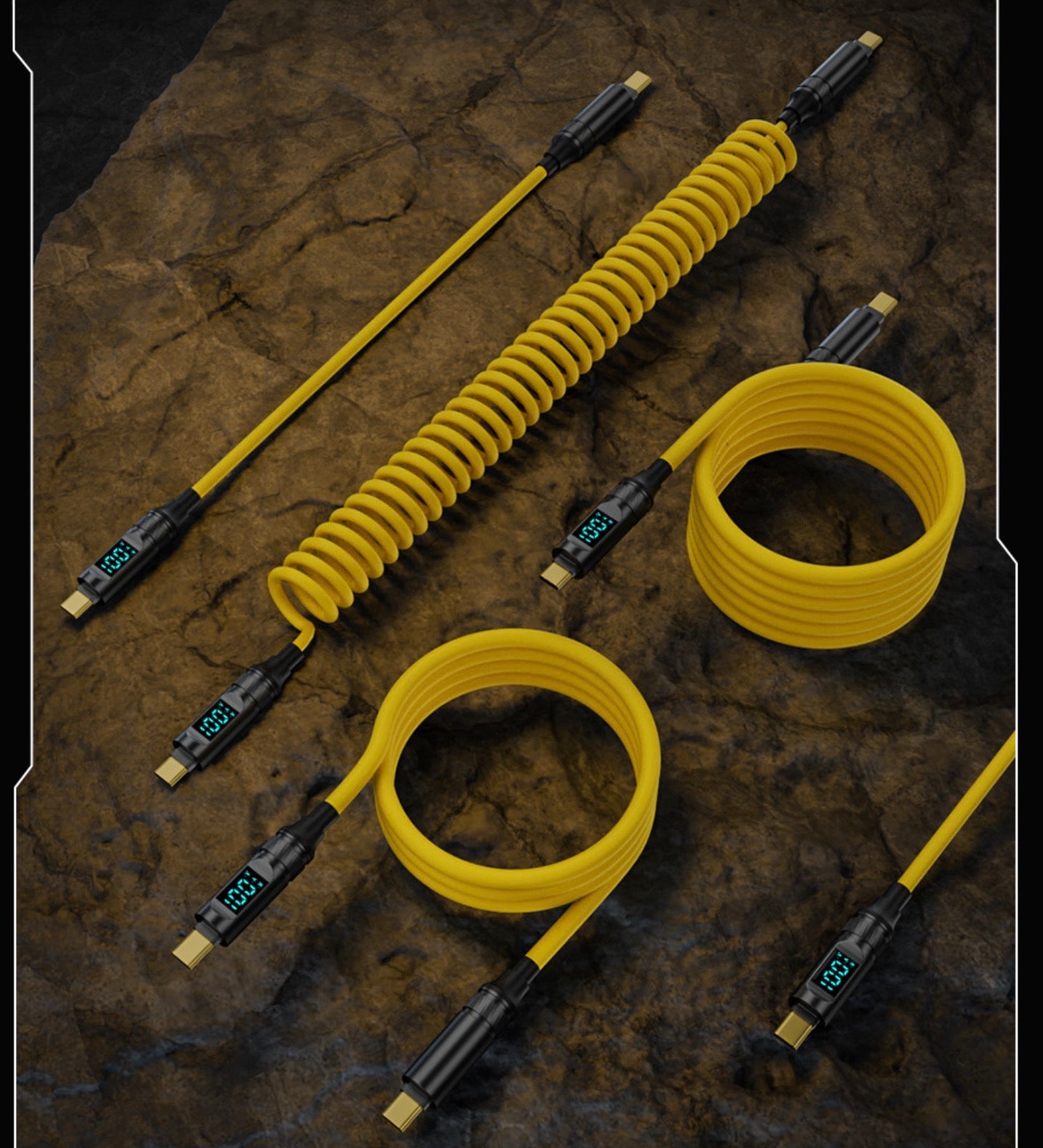 USB C 100W PD Coiled Cable, Male to Male OTG Data Charging Connector | 8K@60Hz 20Gbps