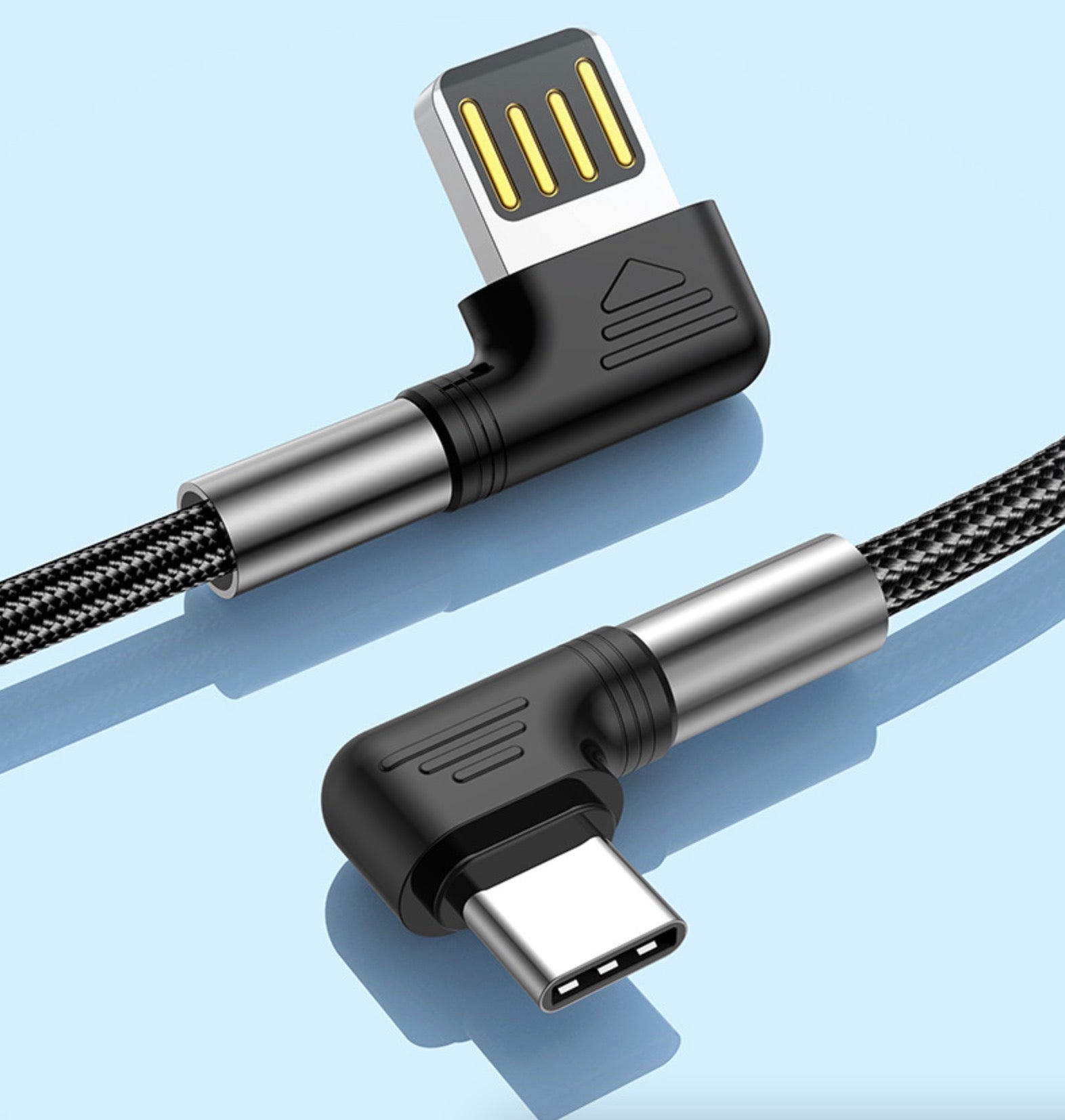 USB C Male to USB 3.0 A Male PD Charging Cable (Reversible Design Right & Left Angled)