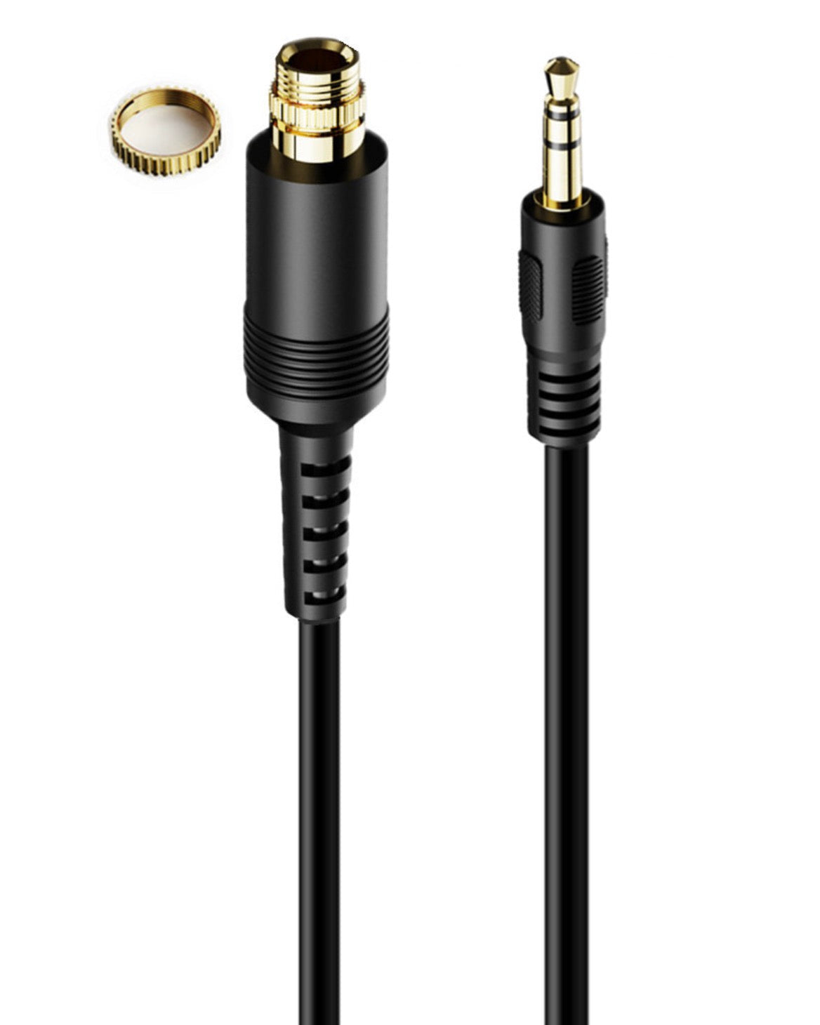3.5mm Locking Nuts Panel Mount Audio Cable, Male to Female Aux Extension Connector