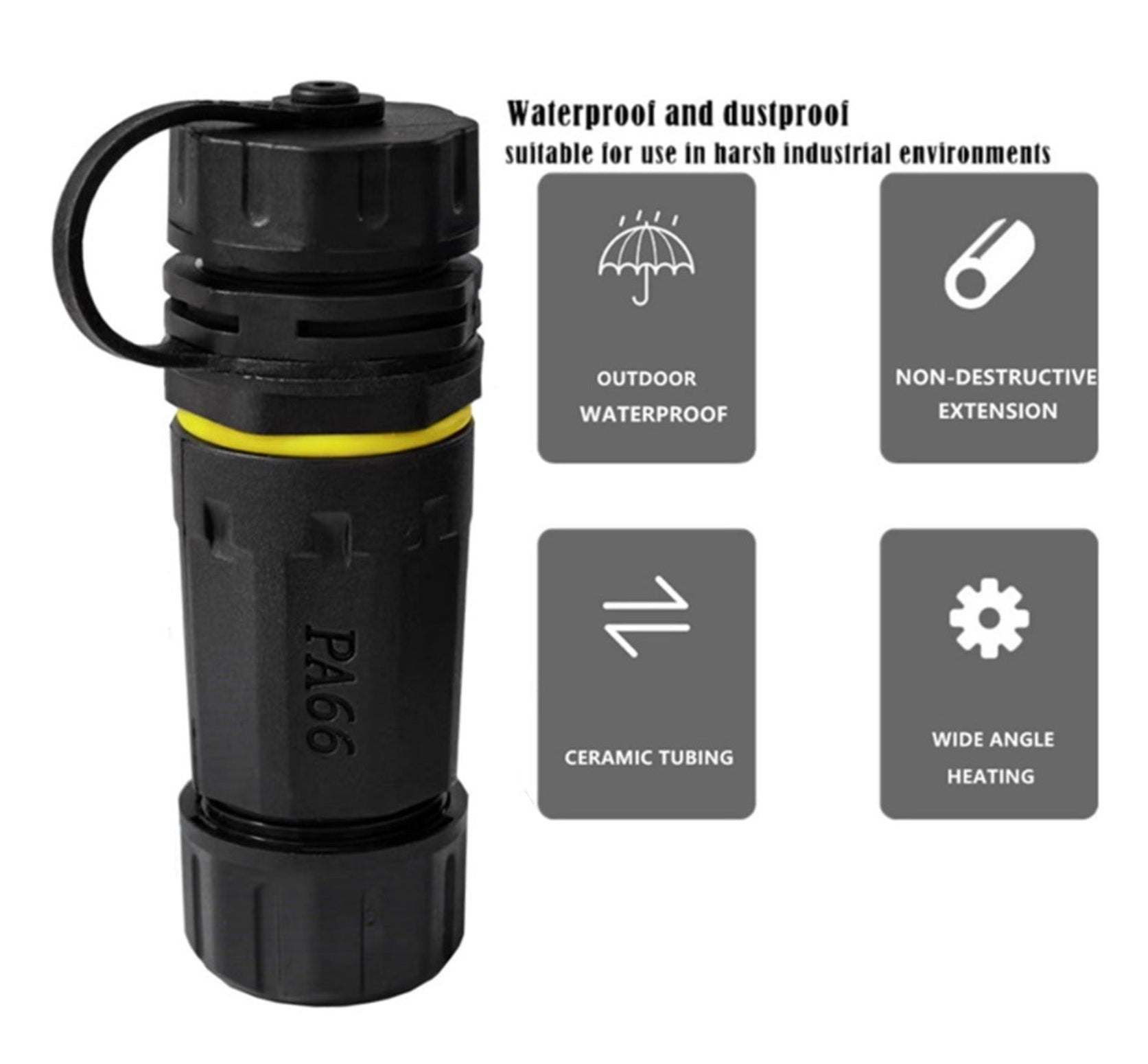 Waterproof CAT7 Adapter, RJ45 Shielded Panel Mount Connector | IP68 Outdoor Ethernet LAN Coupler with Dust Cap