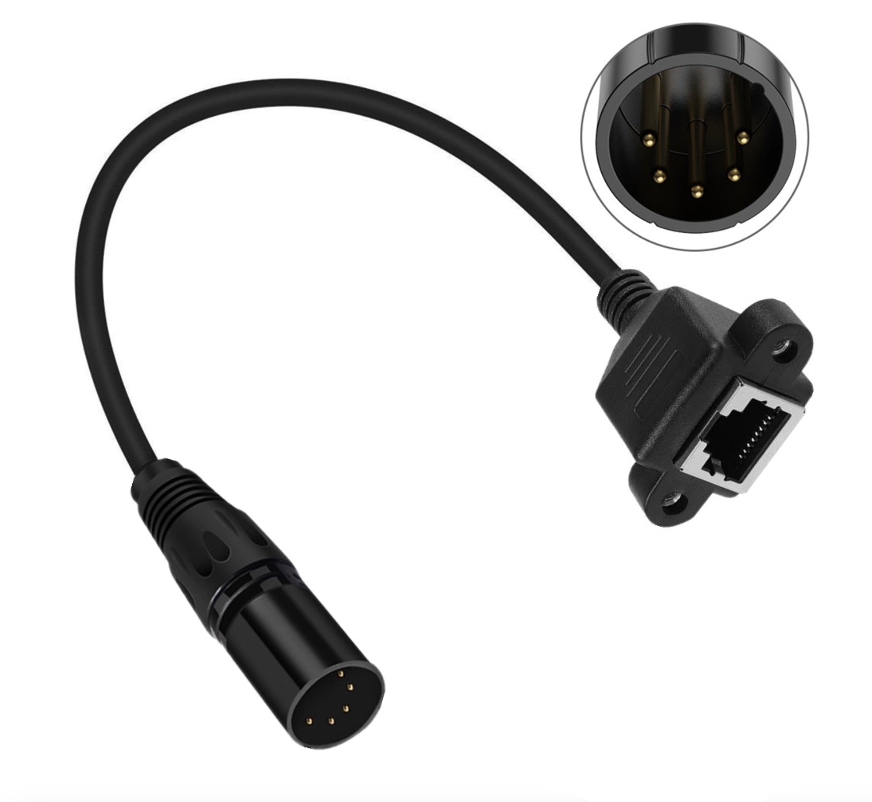 XLR to RJ45 DMX Ethernet Adapter, XLR 5 Pin Male to RJ45 Female Network Panel Mount Extension Connector