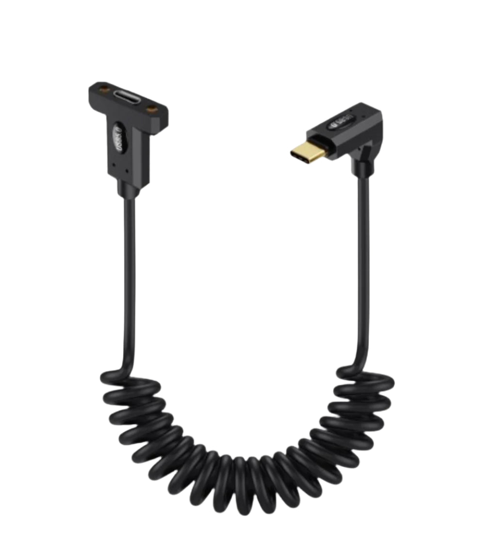 USB 5.0 Panel Mount Extension Cable – USB C Male to Female Angled | 240W PD, Thunderbolt, 16K@60Hz