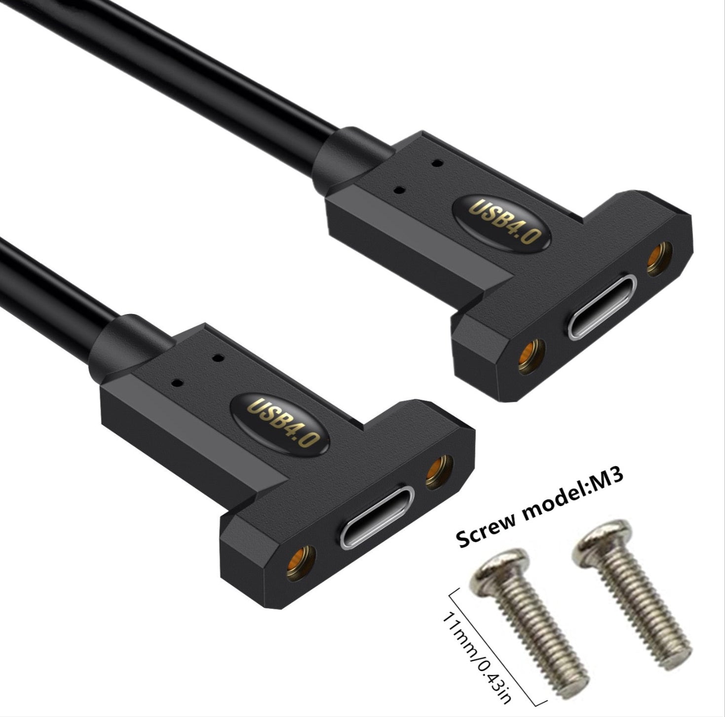 USB 4.0 Type C Panel Mount Extension Cable, USB C Female PD Charging Extension Connector | 5A 240W 40Gbps