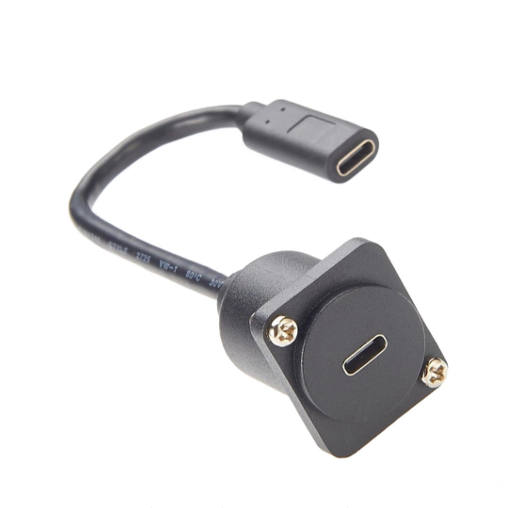 USB C Panel Mount Extension Cable,Type C Female to Female Panel Mount Connector 10Gbps